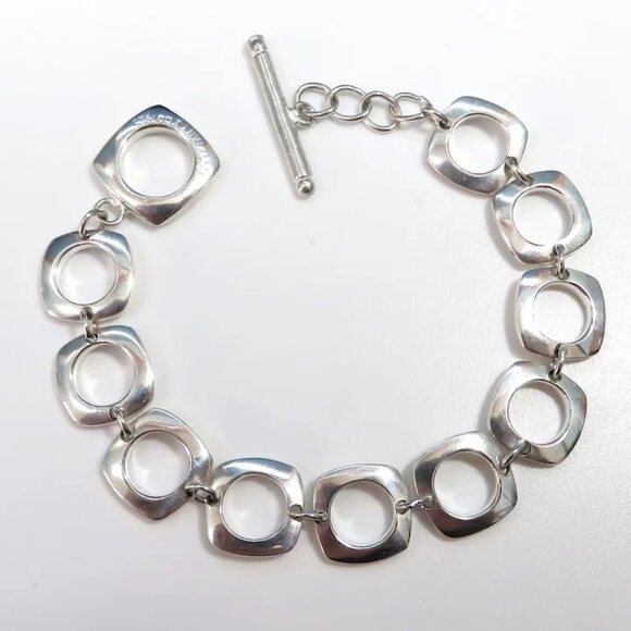 Vintage Tiffany & Co. Sterling Silver Cushion Square Link Toggle Bracelet - Picture 6 of 10